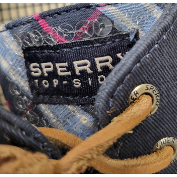 Sperry Top-Sider Shoes Loafers Womens 8M Sequin Blue Pink Plaid Flats #9447806 - Picture 6 of 13